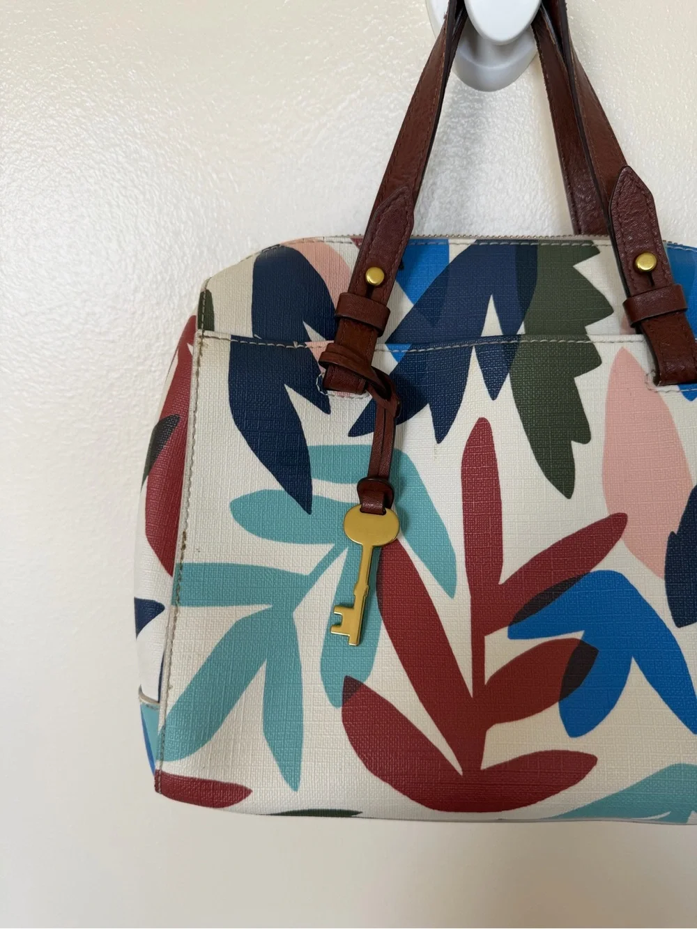 FOSSIL Colorful Leaf Print Handbag